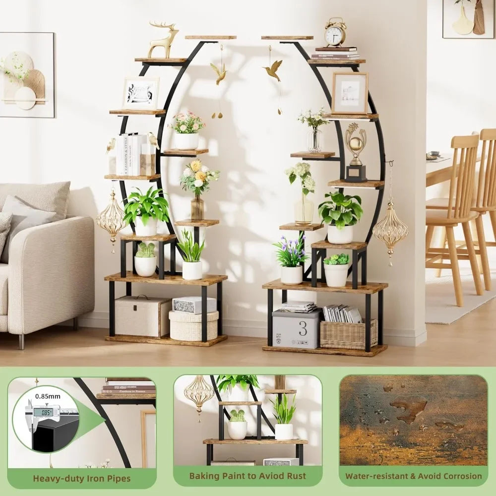 64" Indoor Plant Stand with Grow Lights – 9-Tier Metal Shelf for Multiple Plants & Hanging Pots