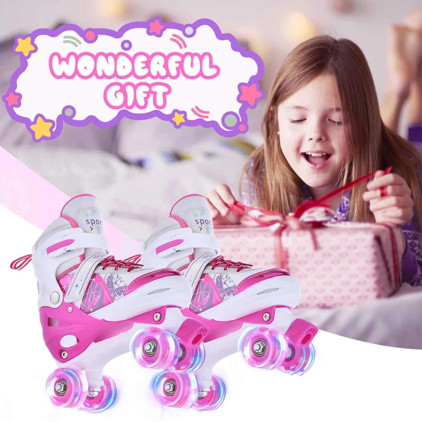 Roller Skates for Girls Boys for Kids 4 Size Adjustable Light Up kids roller skates girls roller skates kids roller skates girls