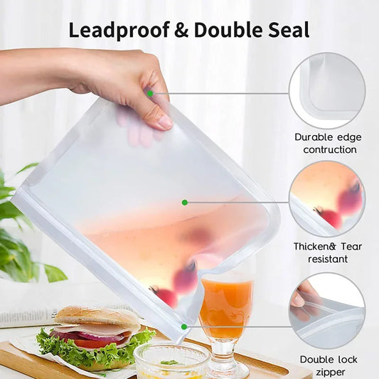 10-Pack Reusable Leakproof Food Storage Bags – BPA-Free & Freezer Safe