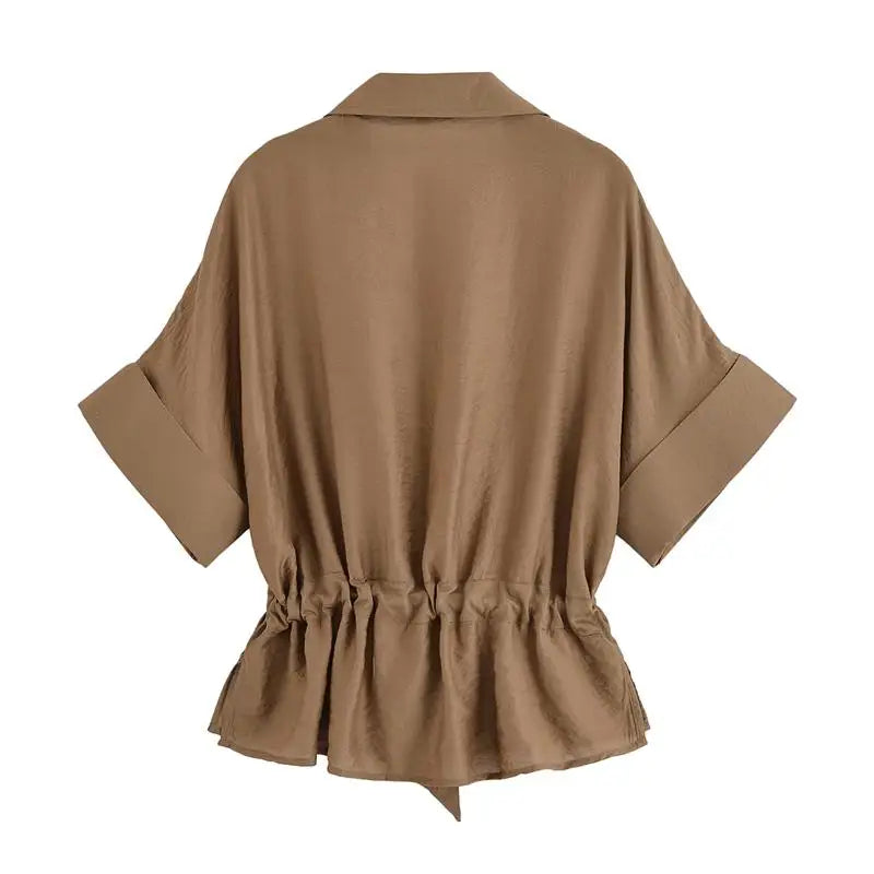 Women’s Summer 2-Piece Set – Loose Shirt & High-Waist Pants