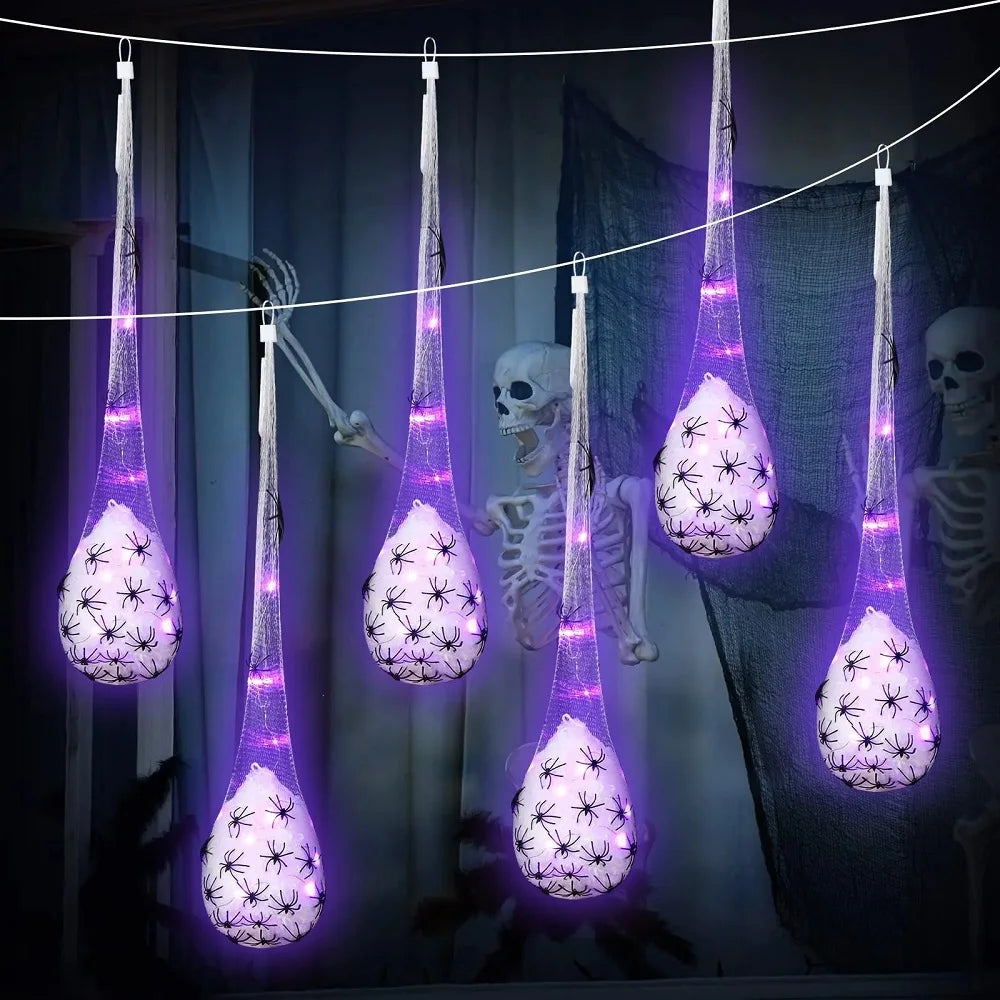 Halloween Decoration Hanging Light up Spider Egg Sacs Outdoor Decoration Glowing Spider Web Egg Indoor Lighted Gift for Party