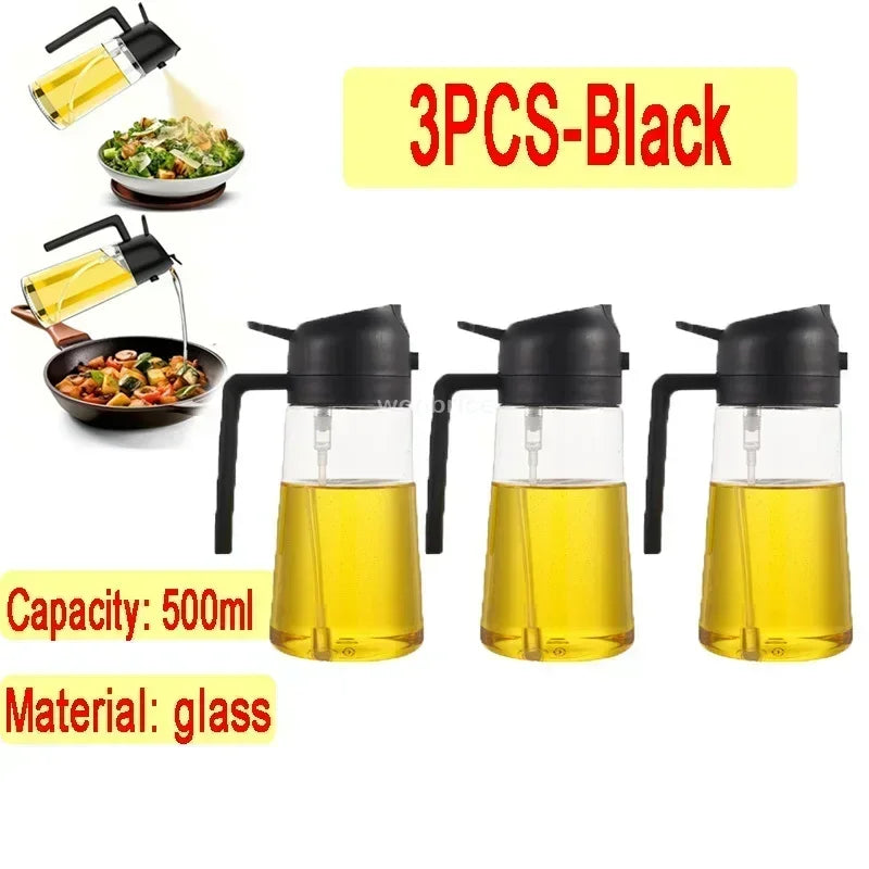 2-in-1 Glass Oil Dispenser & Sprayer | Leakproof, Non-Slip Kitchen Mister