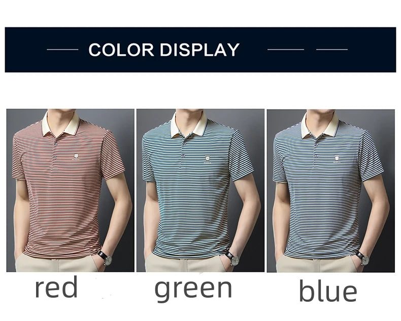 Breathable Cotton Men’s Polo Shirt – Striped Soft Summer Tee 2025