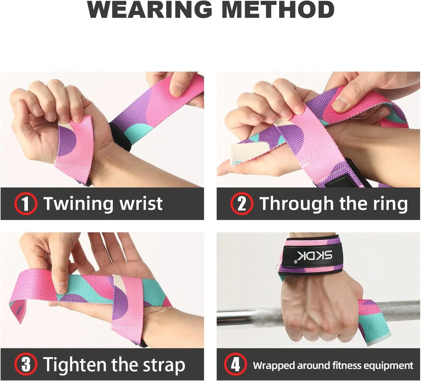 2Pcs Weightlifting Wrist Straps Strength Training Adjustable Non-slip Gym Booster Bands Fitness Lifting Support Sports Grip Band