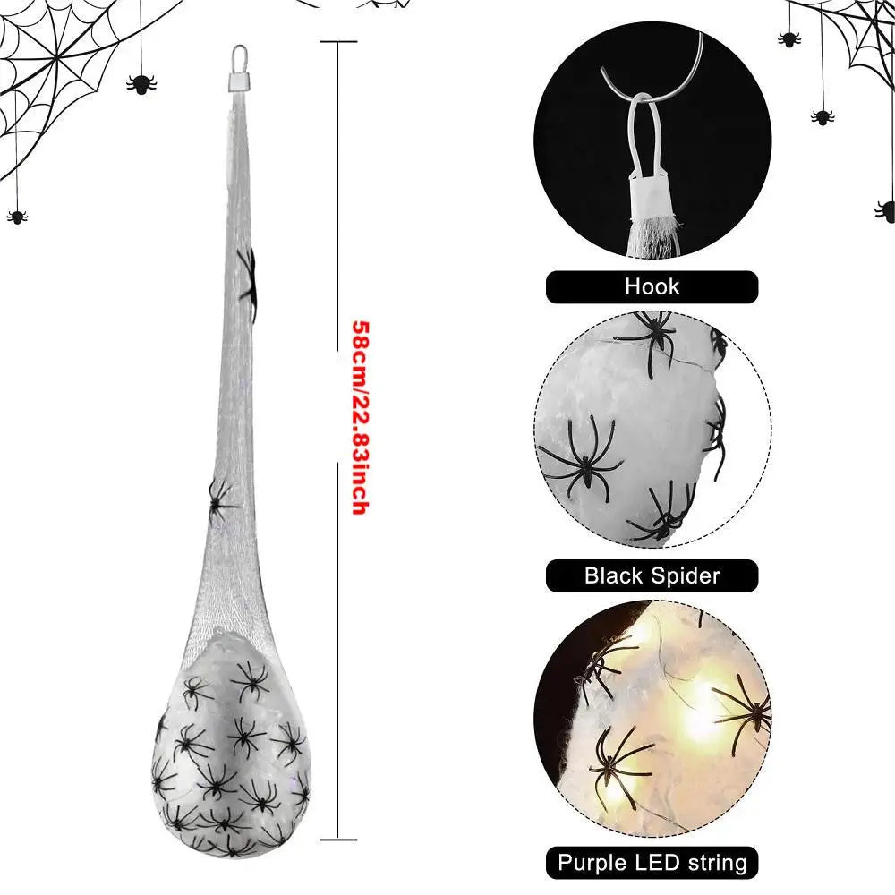 Halloween Decoration Hanging Light up Spider Egg Sacs Outdoor Decoration Glowing Spider Web Egg Indoor Lighted Gift for Party