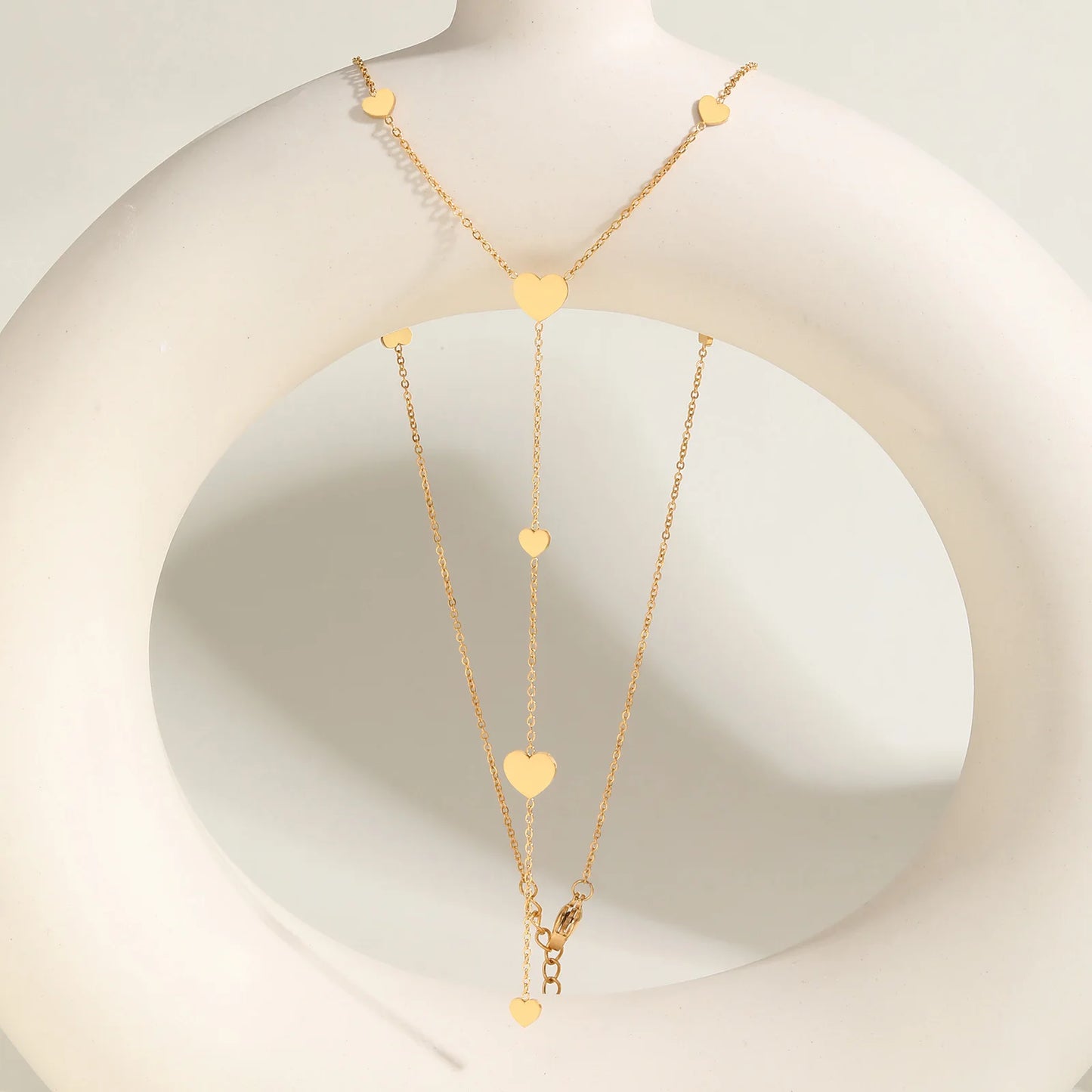 Gold Heart Lariat Y Necklace – Dainty Layered Jewelry