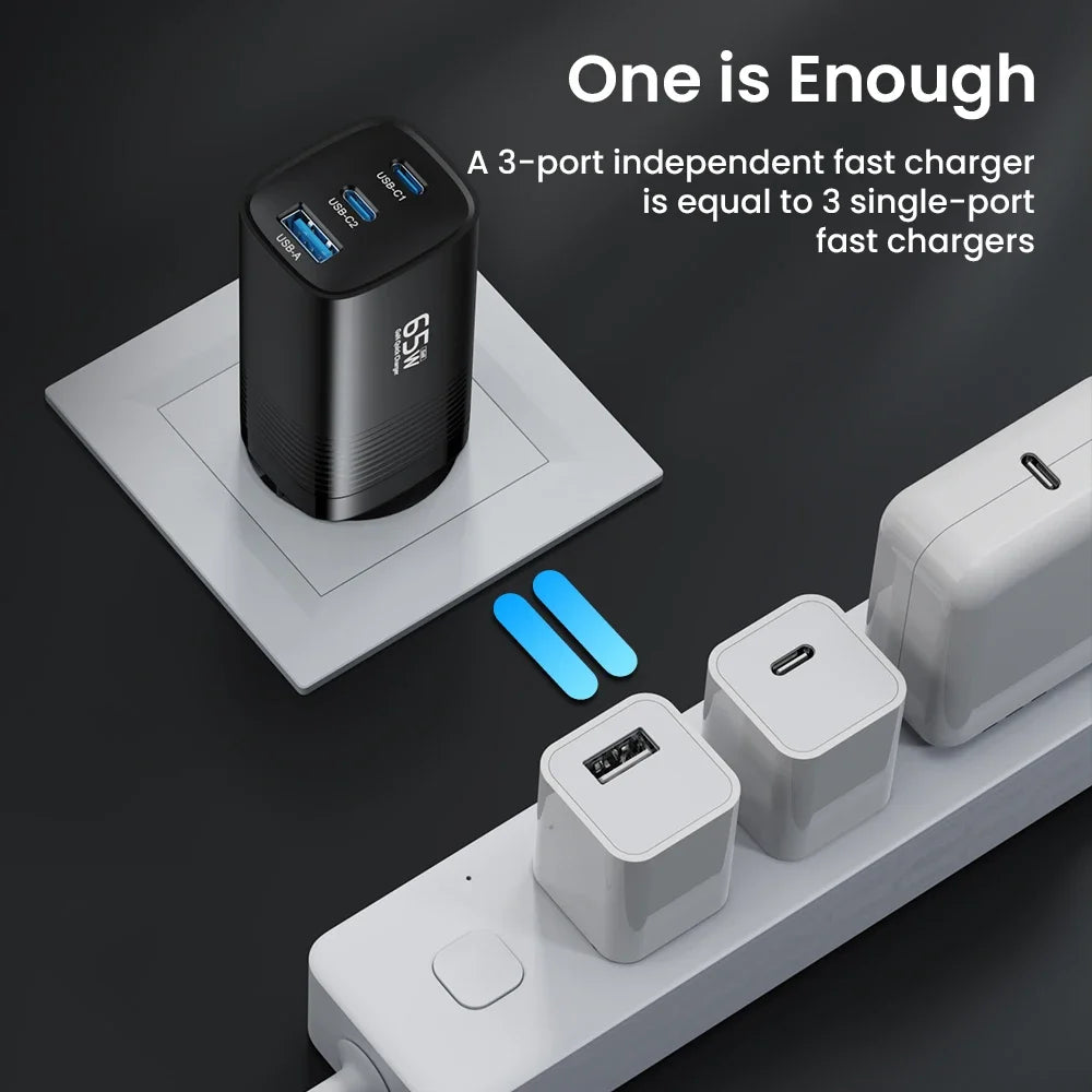 65W GaN USB Type C Fast Charger For Laptop PPS 45W PD QC 3.0 Quick Charge For iPhone 14 13 Samsung Xiaomi Realme Phone Charger