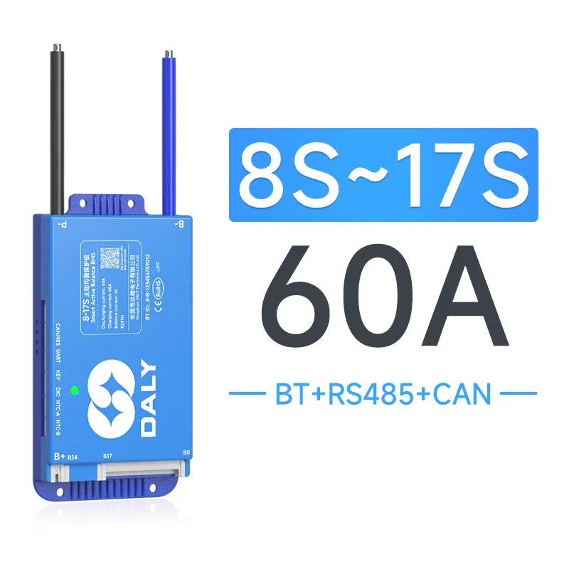 Daly BMS Smart Lifepo4 8S BMS Wifi Active Balancer 1A Current BMS 4S 12V 16S 48V Bluetooth 40A 60A 80A 100A 150A 200A Li-ion CAN