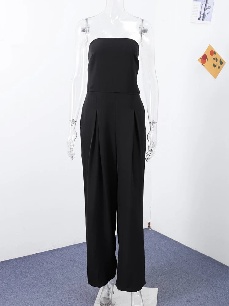 Backless Off-Shoulder Jumpsuit – Wide-Leg High Waist Summer Romper for Women