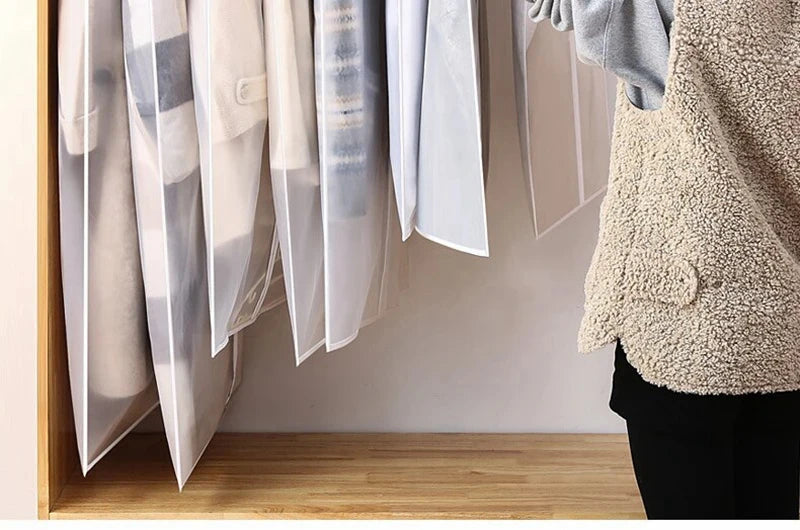 5pcs Durable Polyester Garment Dust Cover with Zipper Closure Long Hanging Clothes Bag for Coats Jackets & Wardrobe Organization