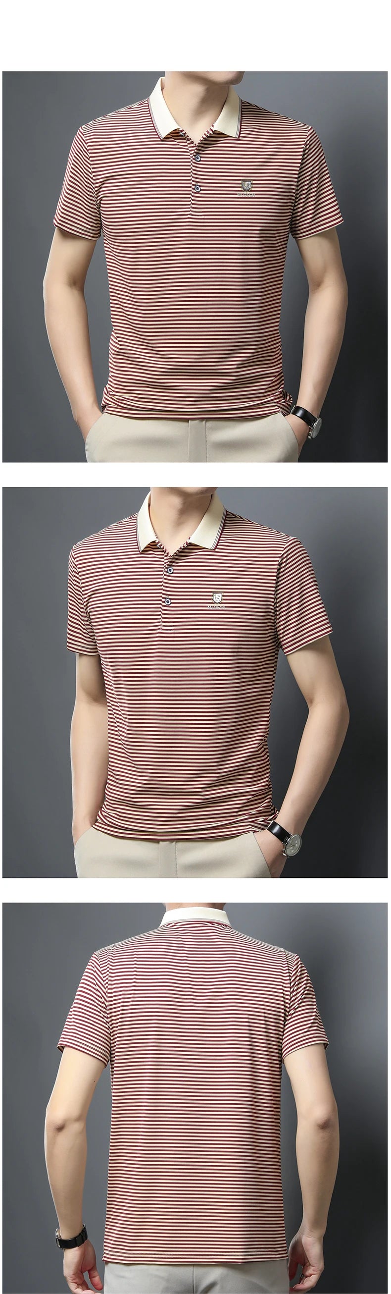 Breathable Cotton Men’s Polo Shirt – Striped Soft Summer Tee 2025