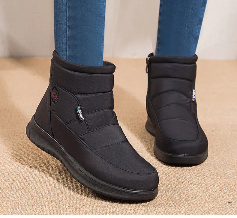 Women's Boots 2025 Winter Shoes For Women Ankle Boots Warm Fur Botas Mujer Waterproof Low Heels Snow Boots Winter Flat Shoes