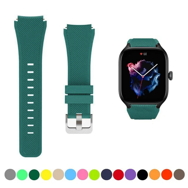 20mm/22mm Watch band For Amazfit GTS/2/2e/3/4 GTS2 Mini/GTR 4/3/Pro/GTR2/2e/stratos 2/3 Silicone Bracelet Amazfit bip 6 5 strap