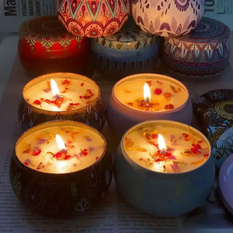 Gbbma A box of 3 notes Scented candles Use natural dried flowers candles For indoor aromatherapy