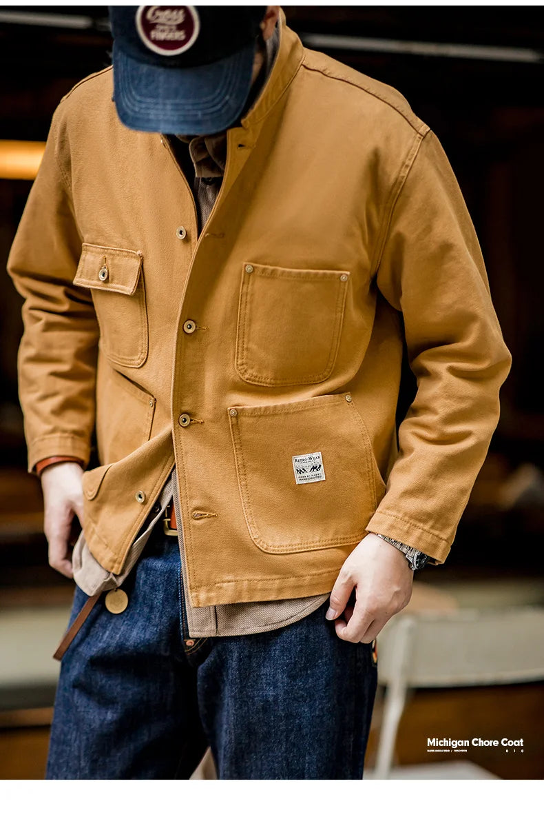 Vintage Michigan Heavyweight Canvas Chore Jacket – Men’s Spring Coat