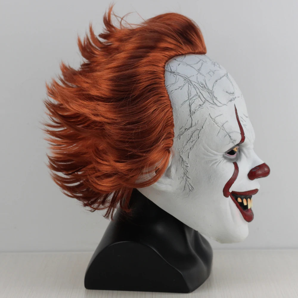 Horror Pennywise Joker Mask Cosplay Scary Creepy Evil Demon Clown Killers Latex Helmet Halloween Carnival Party Costume Props