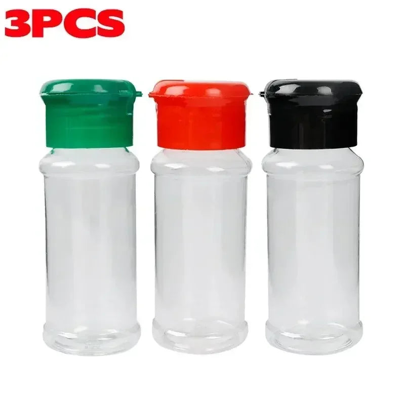 Compact Plastic Spice Shaker Bottles – Portable 100ml Seasoning Jars for Kitchen & BBQ