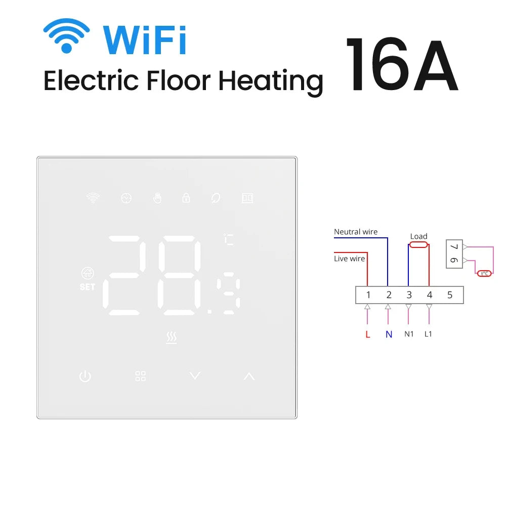 AVATTO Tuya WiFi Heating Thermostat 220v,Smart Electric Water Floor Heating Temperature Controller for Google Home Alexa Alice