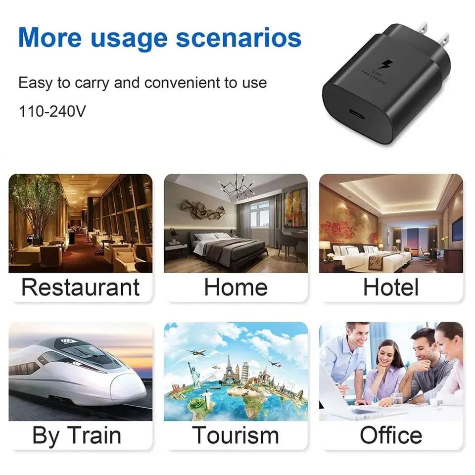 Ep-Ta800 Samsung 25w Pd Supercharger Usbc Charger Adaptador Galaxy S25 S24 FE S23 S22 S21 A54 A34 M54 Type C Fast Charging Cable