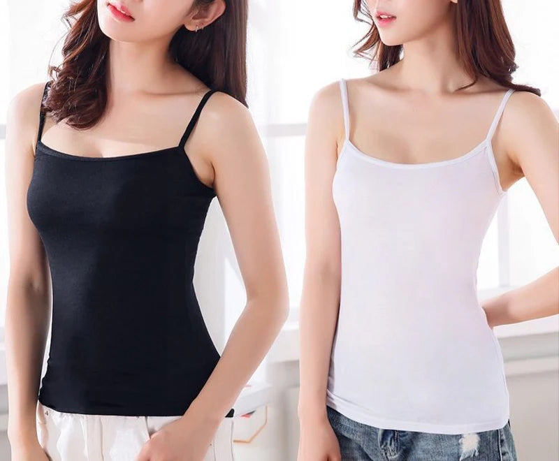 Sexy Sling Camisoles Women Crop Tops Solid Color Sleeveless T-shirt Base Tee Tops Skinny Vest Female Slimming Tanks Underwear