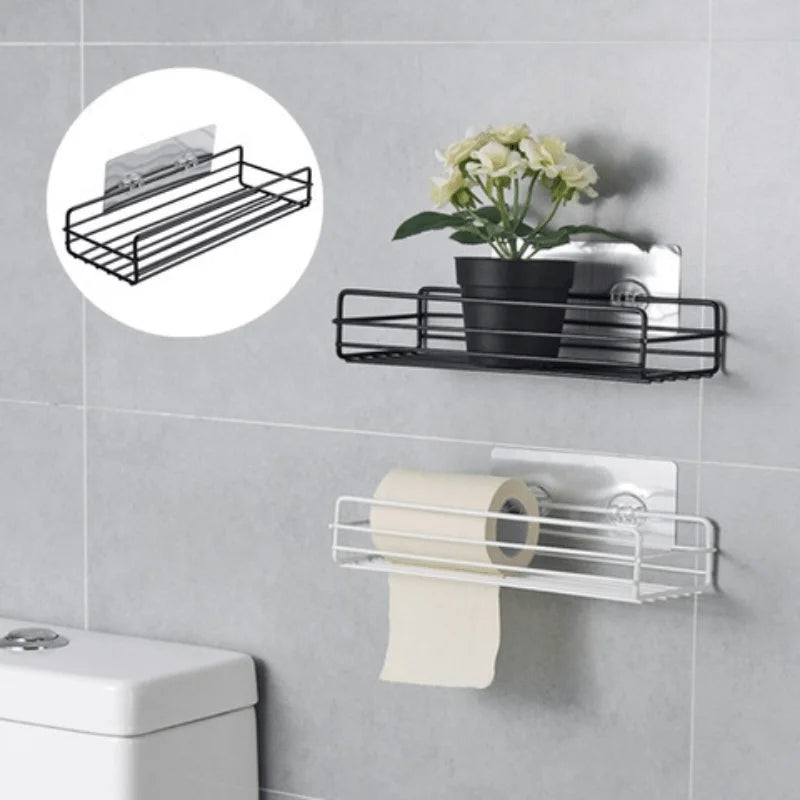 Rustproof Adhesive Shower Caddy with Hooks – No-Drill Bathroom Organizer