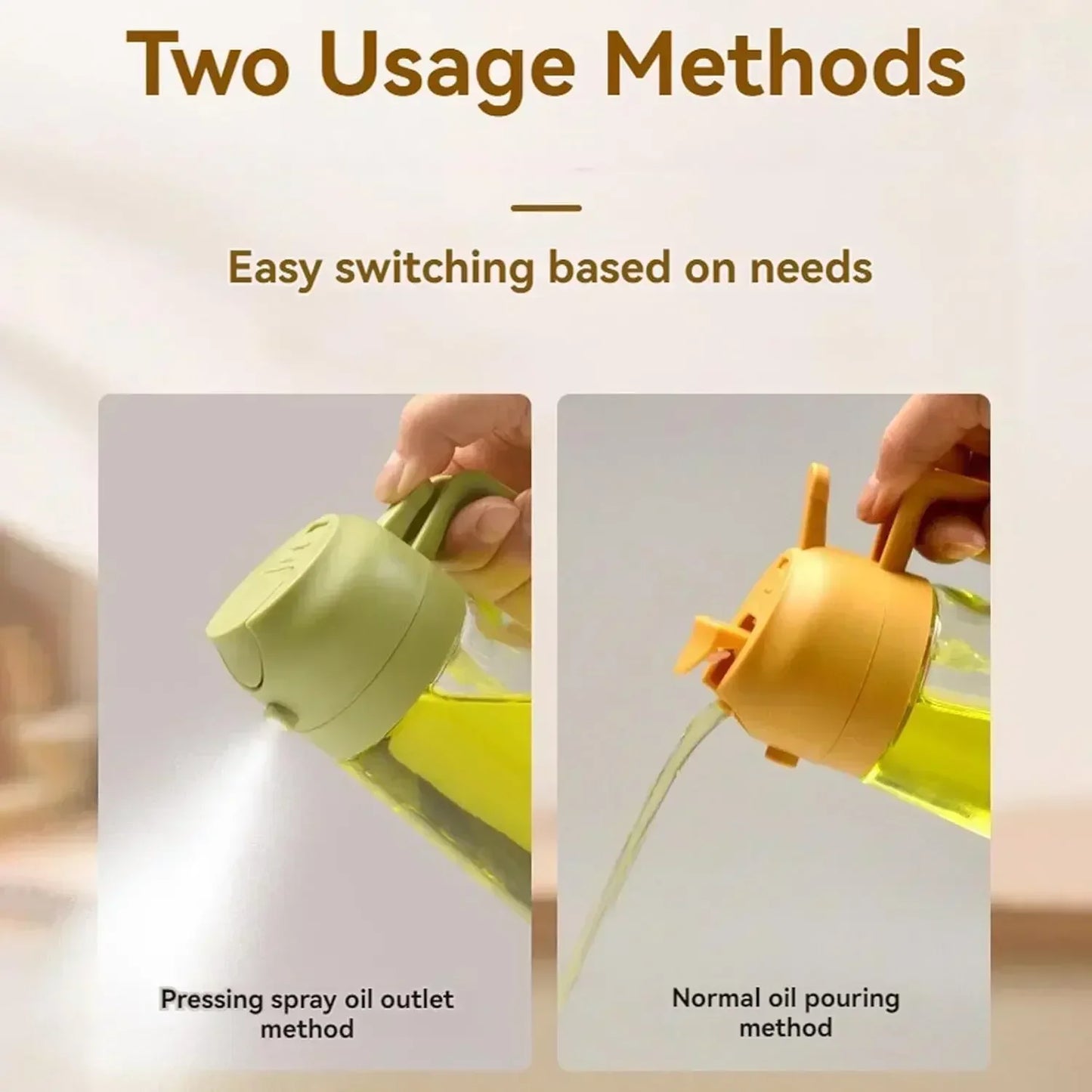 2-in-1 Glass Oil Dispenser & Sprayer | Leakproof, Non-Slip Kitchen Mister