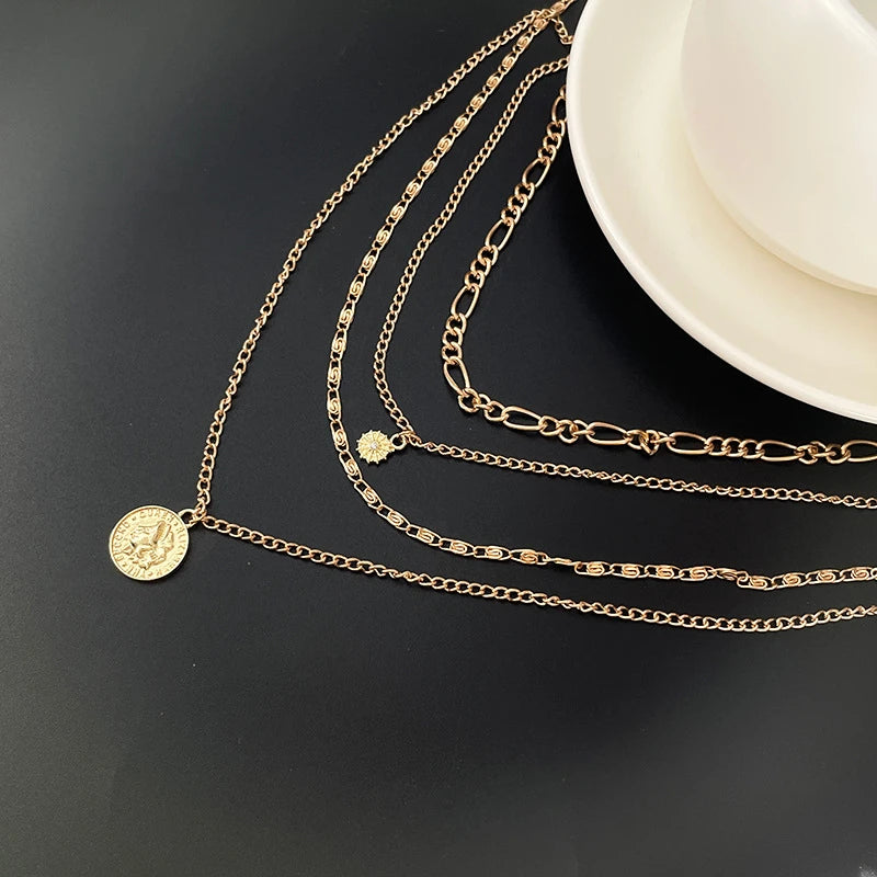 Layered Evil Eye & Cross Pendant Necklace – Lucky Charm
