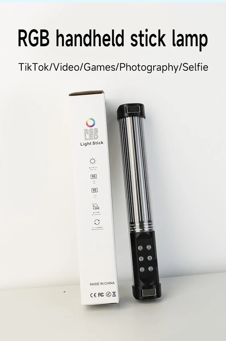 RGB Led Video Light Stick Wand Portable Studio Photography Lighting for YouTube Painting Vlog Live Streaming Self Broadcasting