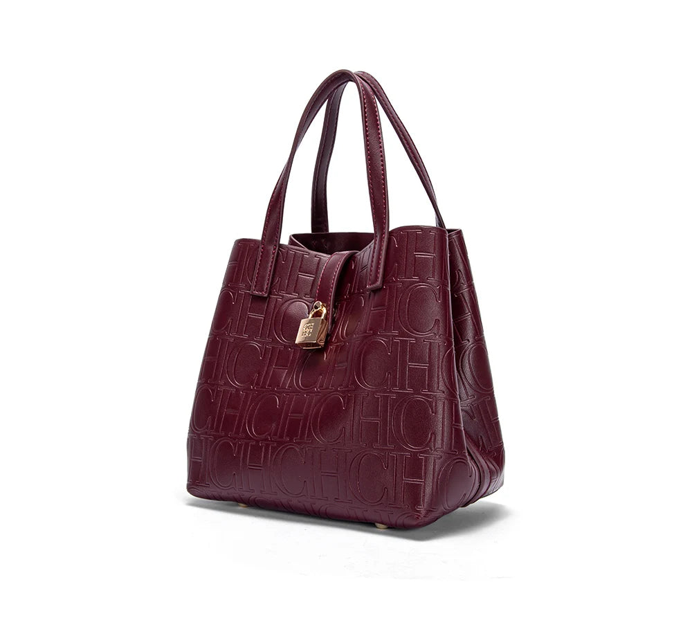 Steel Embossed PU Tote Bag – Elegant Handheld Shoulder Bag for Women