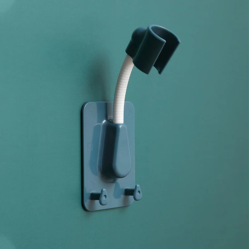 Adjustable Shower Head Holder with Hooks – No-Drill Wall Mount