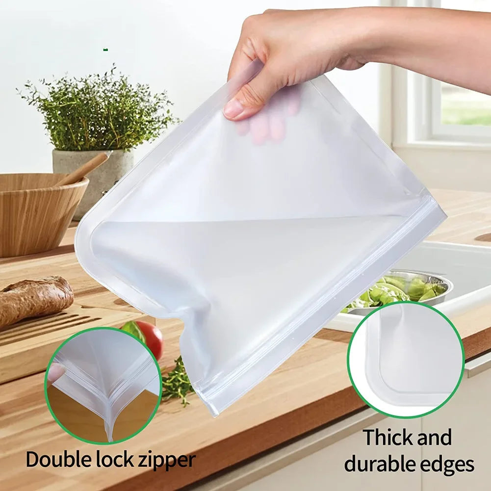 10-Pack Reusable Leakproof Food Storage Bags – BPA-Free & Freezer Safe