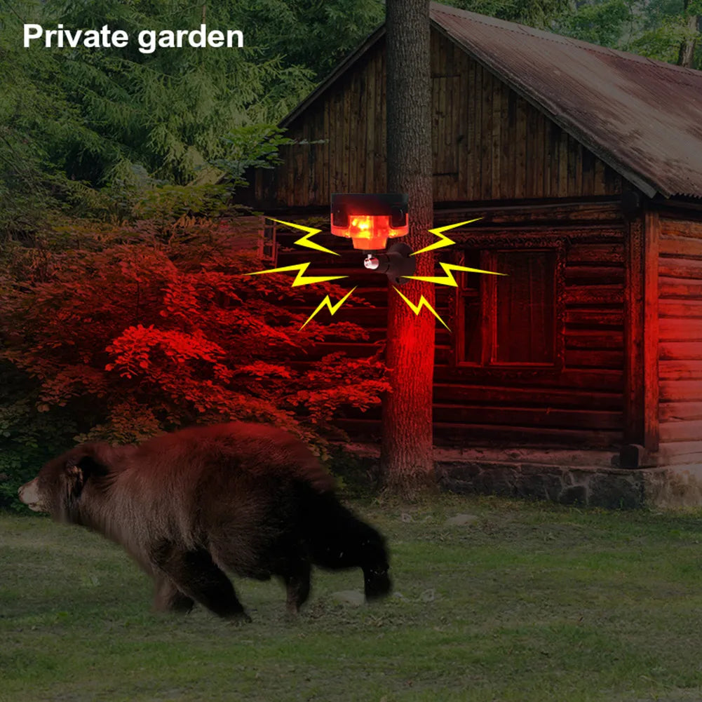 Solar Pigeon Bird Repellent with Flashing Light 1200mAh Beast Repeller 360-degree Induction Alarm IP55 for Wild Boar Rabbit Deer
