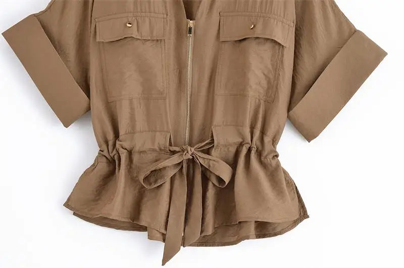 Women’s Summer 2-Piece Set – Loose Shirt & High-Waist Pants