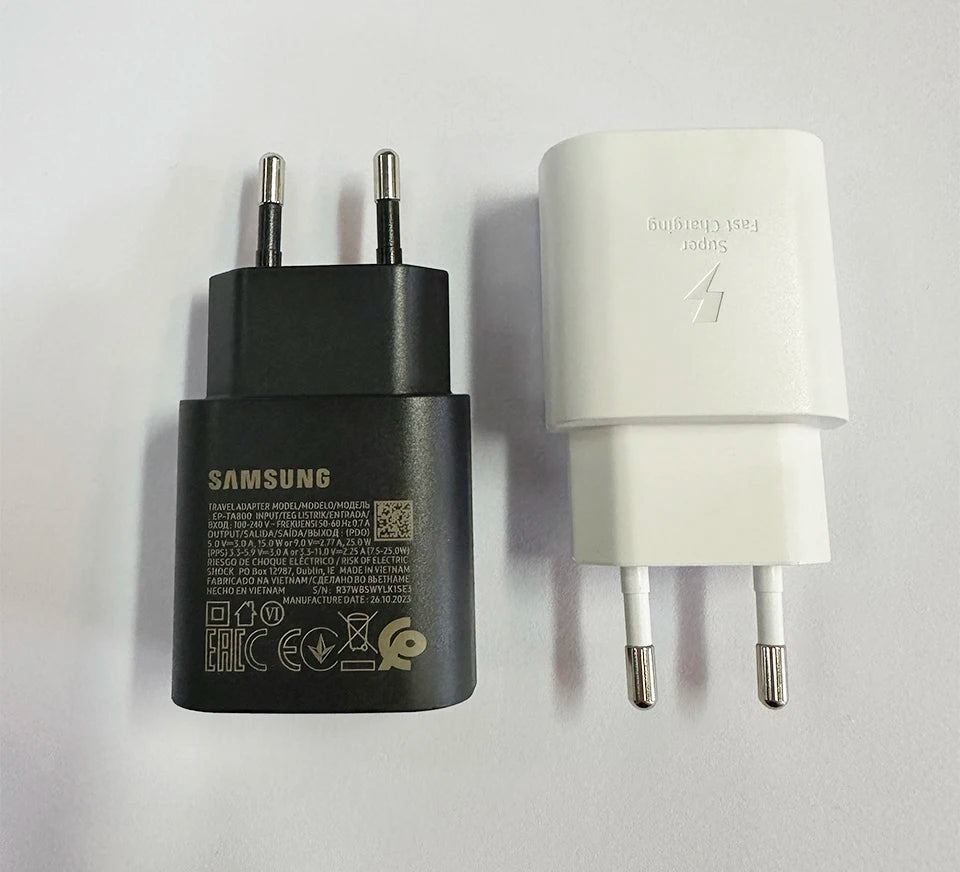 Ep-Ta800 Samsung 25w Pd Supercharger Usbc Charger Adaptador Galaxy S25 S24 FE S23 S22 S21 A54 A34 M54 Type C Fast Charging Cable