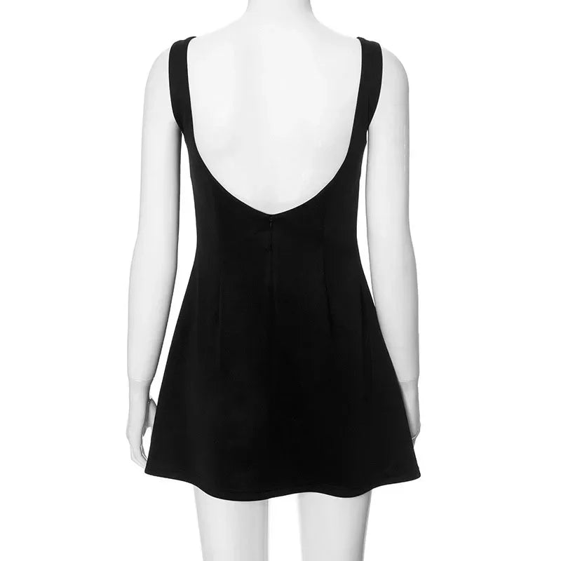 Y2K White Mini Dress β Sleeveless Flowy Open Back Summer Look