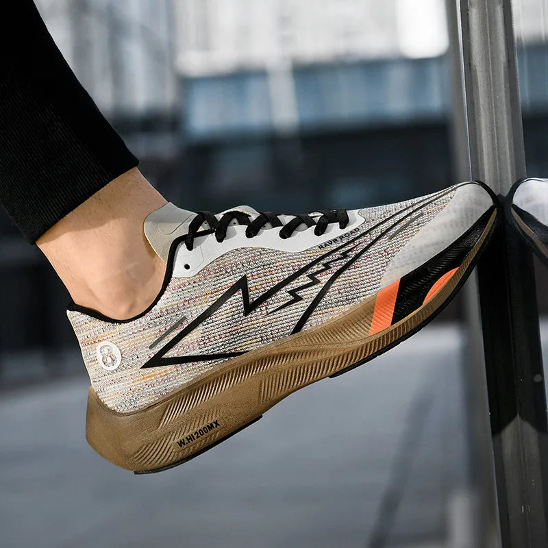 Real carbonboard racing running shoes couple's ultra-light cushioning sneakers men's thin mesh walking shoes