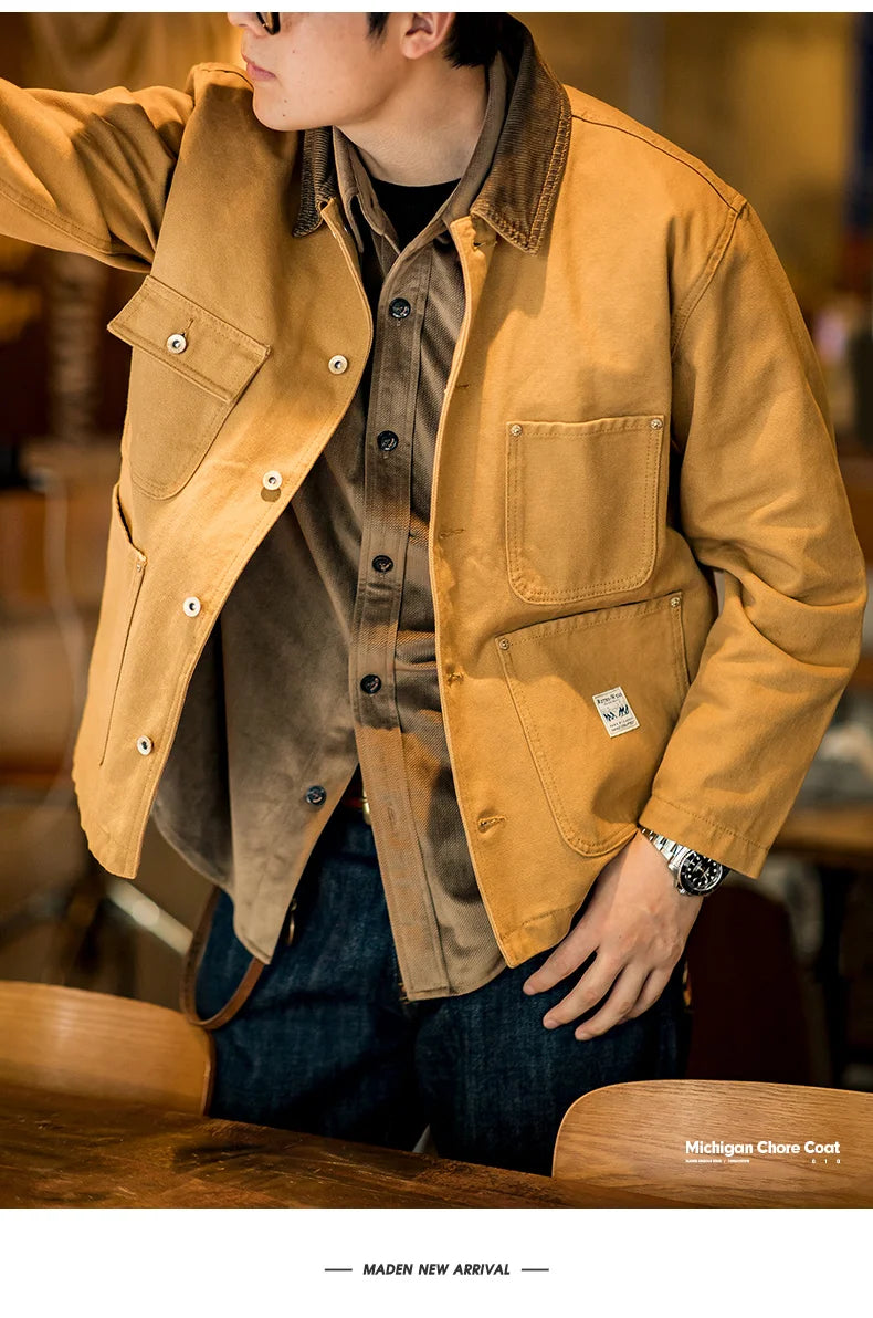 Vintage Michigan Heavyweight Canvas Chore Jacket – Men’s Spring Coat