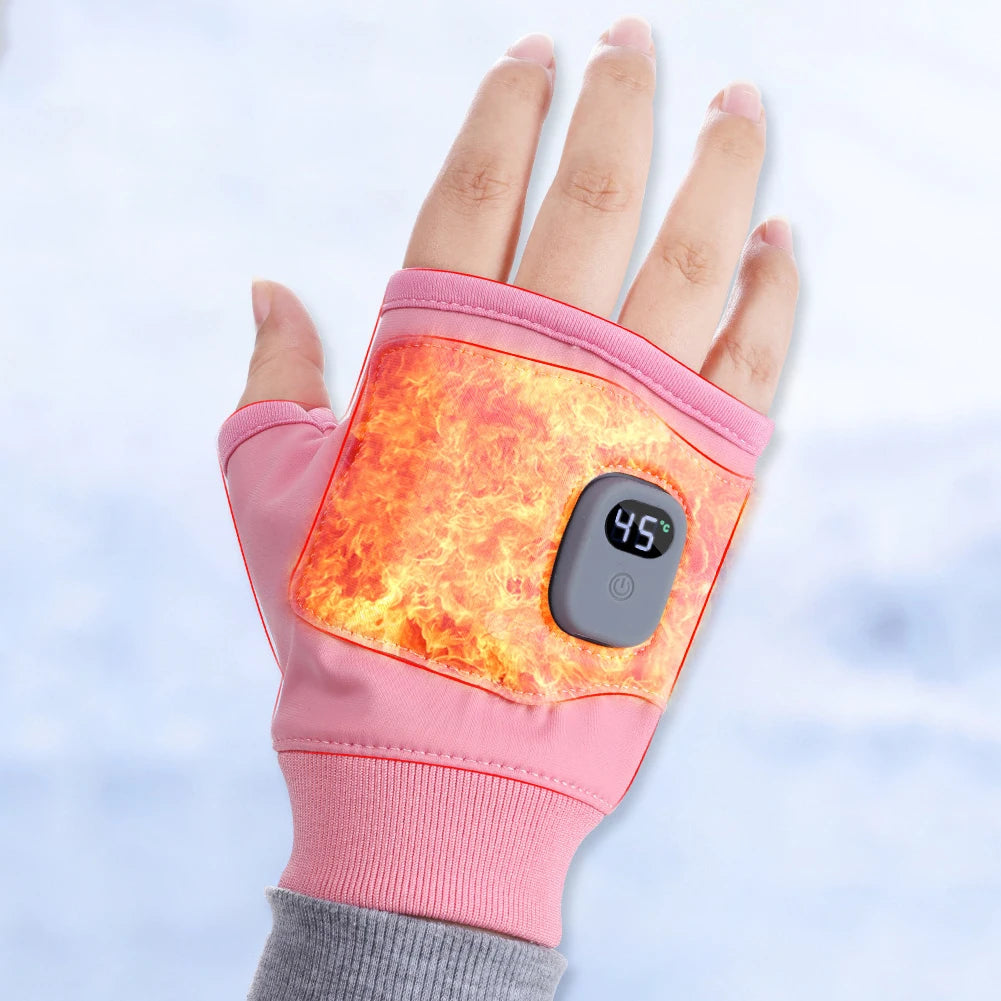 Touchscreen Heating Gloves Rechargeable Winter Warm USB Electric Heated Gloves Fingerless Hand Warmer Thermal for Skiing Gloves