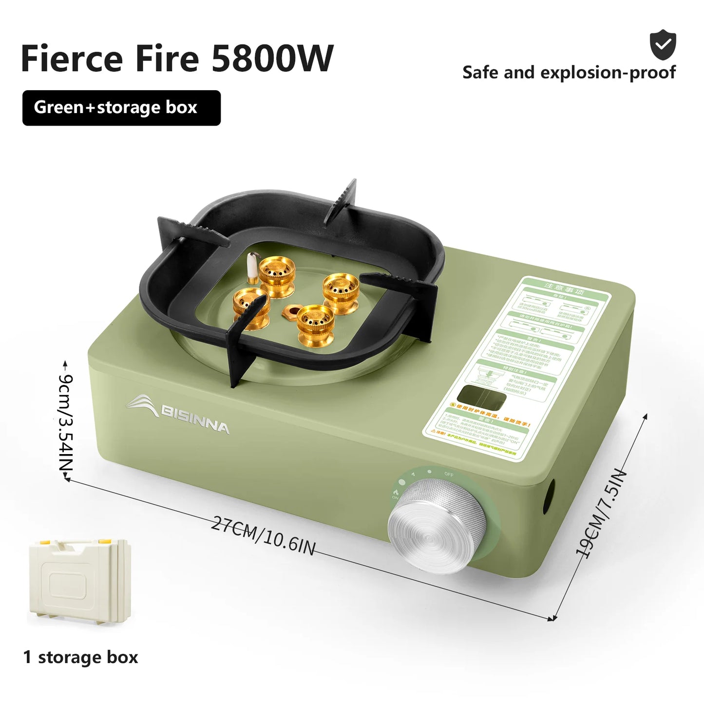BISINNA 5800W Portable Gas Stove – Windproof Outdoor Burner for Camping, Hiking & Picnics