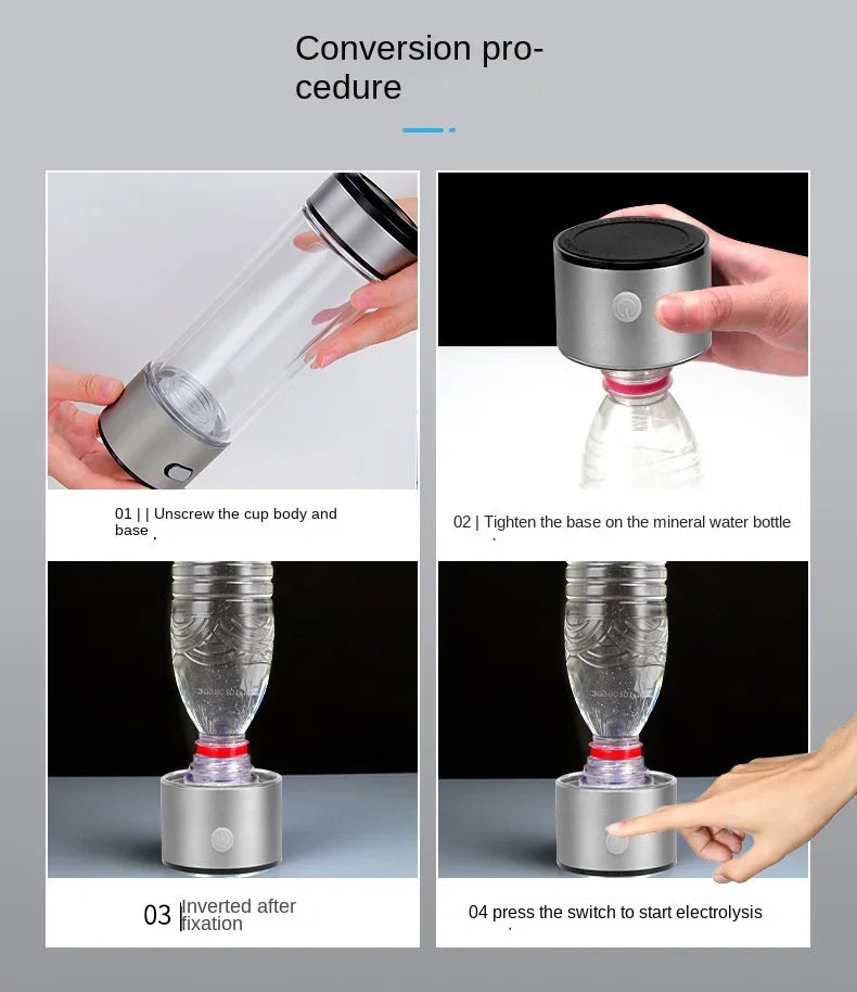 420ML Water Filter Hydrogen Ionized Water Bottle Hydrogen Generator Bottle Portable Water Ionizer Health Cup Home Appliance