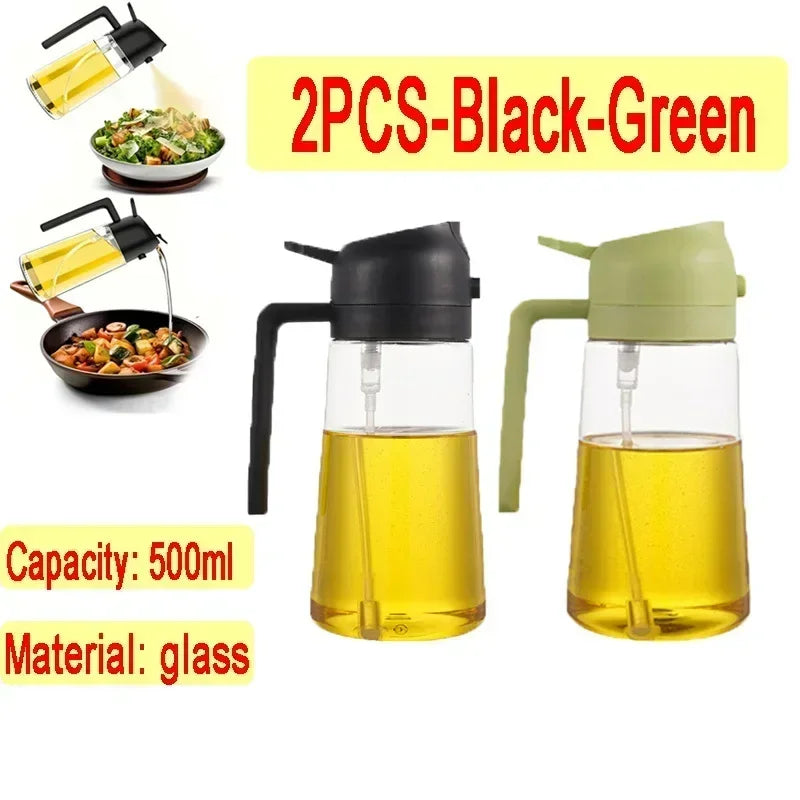 2-in-1 Glass Oil Dispenser & Sprayer | Leakproof, Non-Slip Kitchen Mister