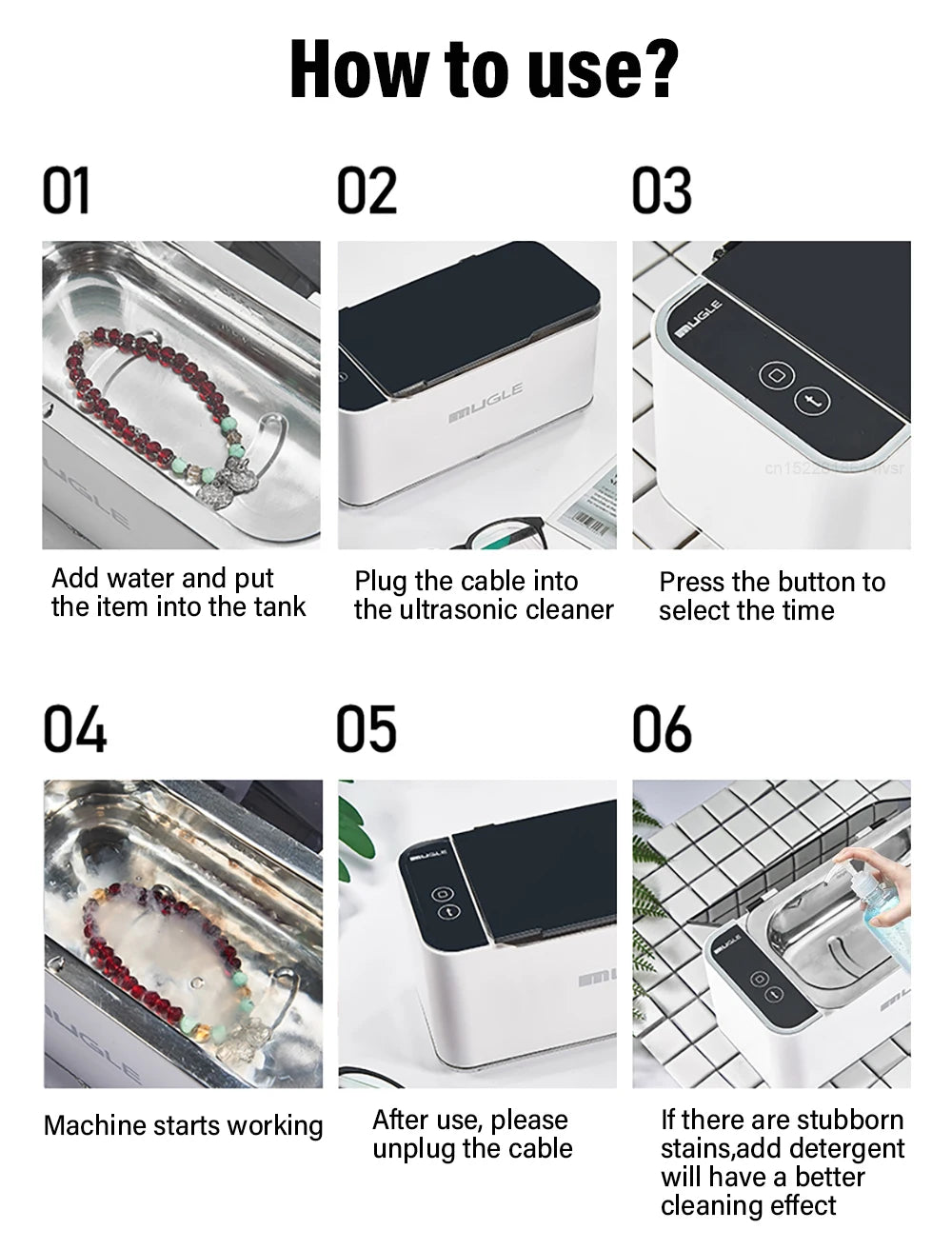 Ultrasonic Cleaner Ultrasound Glasses Cleaning Machine for Glasses Jewelry Cleaner 46kHZ High Frequency Ultrasound Washing Bath