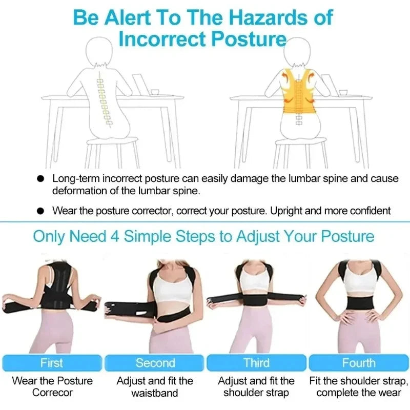 Adjustable Kids Back Posture Corrector with Waist Support