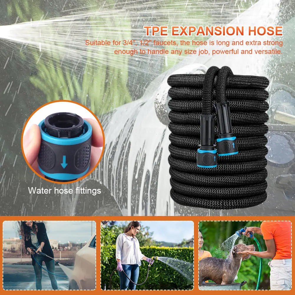 25FT-100FT Expandable Magic Hose Suitable for 3/4 " 1/2" Faucets High-Pressure Car Wash Water Gun Home Garden Watering Hose gard