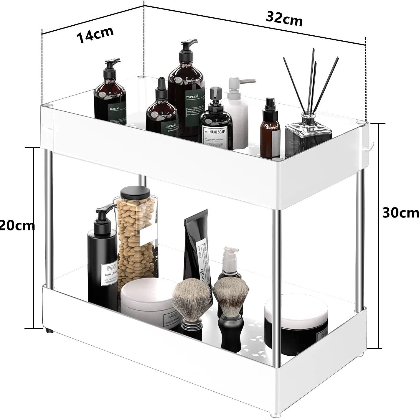 2-Tier Under Sink Organizer with Sliding Drawers & Hooks