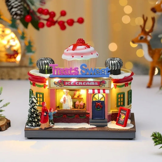 Christmas New Year Gift Rotating Glowing Octave Box Xmas Creative Kitchen Ornament Decoration Christmas Children Music Box Gift