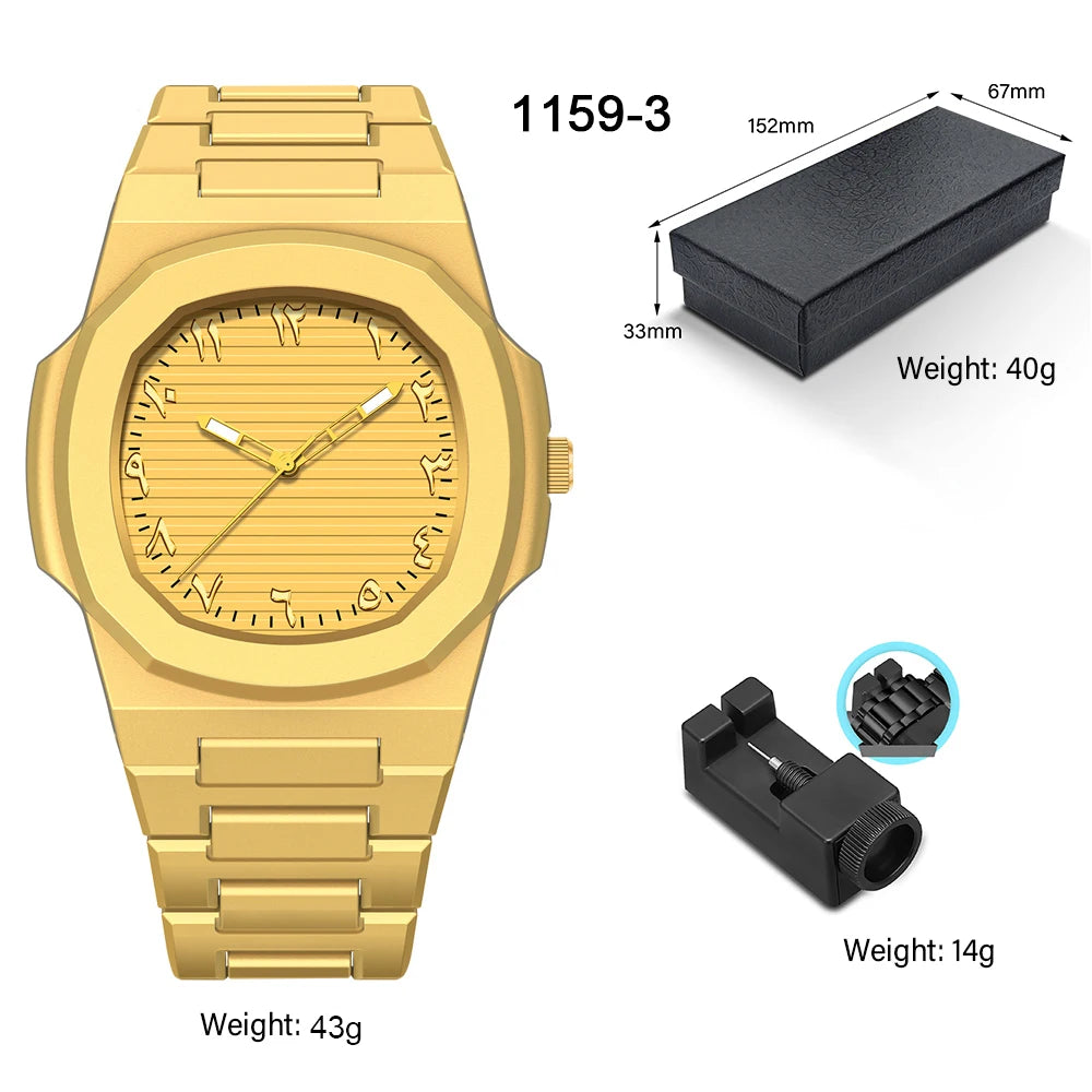 Men's Arabic Numeral Quartz Watch 30-Meter Water Resistance Casual Sports Silicone Wristband Watch Clock Nautilus Design Watch