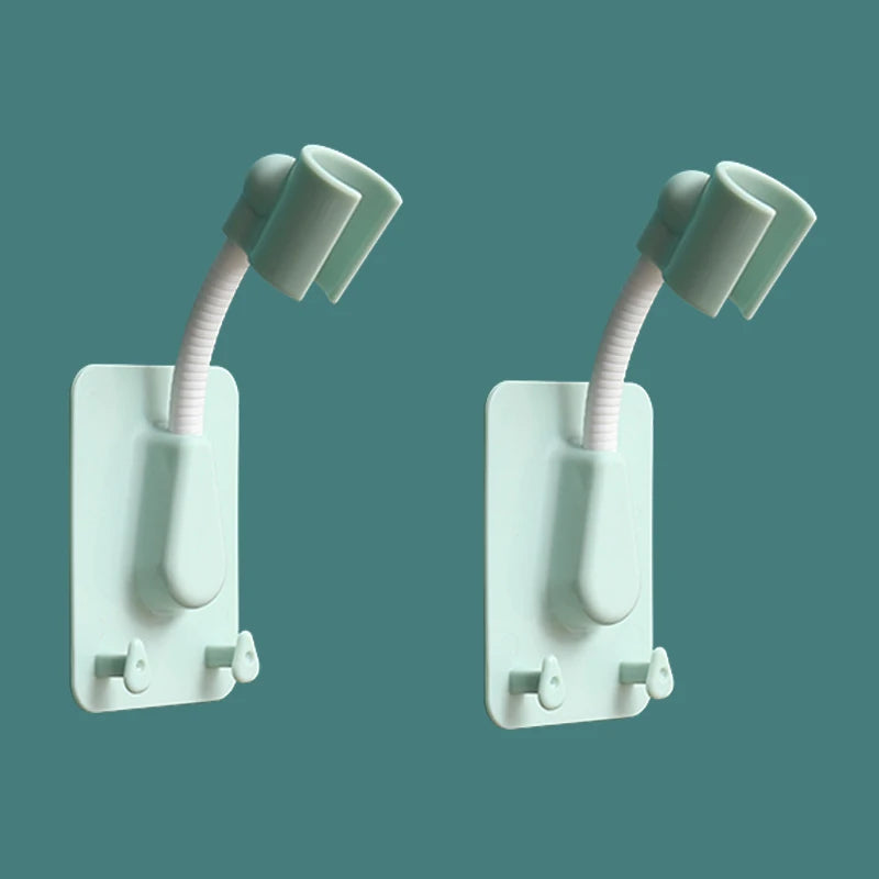 Adjustable Shower Head Holder with Hooks – No-Drill Wall Mount