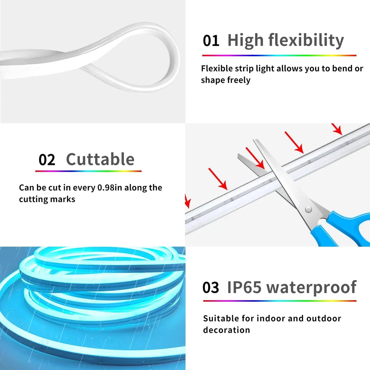 RGB Neon LED Strip Lights – Smart App & Music Sync, Waterproof (10M–30M)