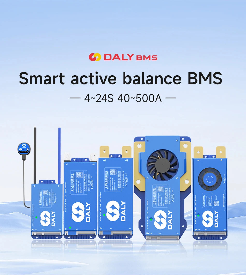 Daly BMS Smart Lifepo4 8S BMS Wifi Active Balancer 1A Current BMS 4S 12V 16S 48V Bluetooth 40A 60A 80A 100A 150A 200A Li-ion CAN